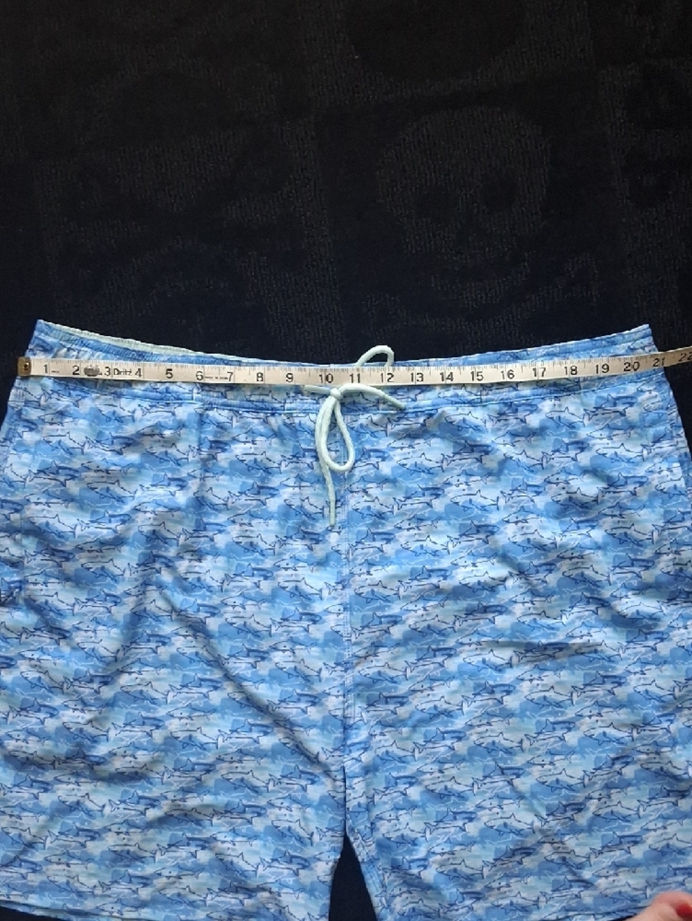 Johnston & Murphy Blue Shark-Pattern Swim Trunks - Picture 2 of 9